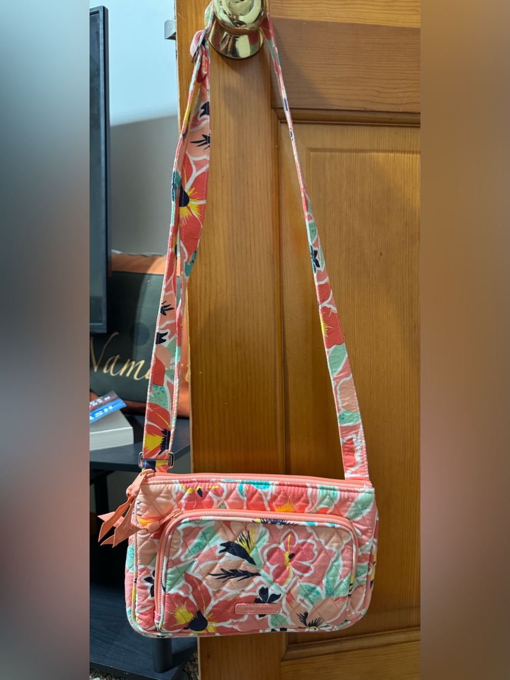 Vera Bradley Coral Floral Quilted Crossbody Bag